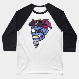 Zombie Pirate Captain Face Baseball T-Shirt